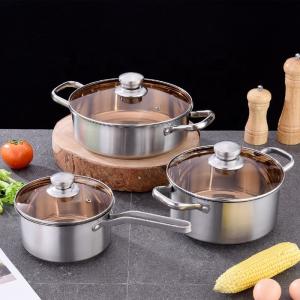China Factory Direct Kitchen Cooking Food Stainless Steel 3 PCS Cooking Pots And Pans Cookware Sets factory