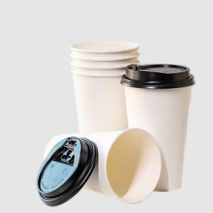 China Leakproof 16oz Single Layer Disposable Tea Cups White Paper Cups And Lid factory
