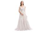 Front And Back V Neck Floral Ball Gown Wedding Dresses High End Custom