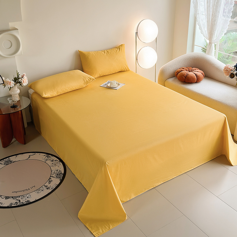 Customized Pure Cotton 60S 200TC Bed Linen Solid Color 133*72 Bed Sheet Set for Home Hotel