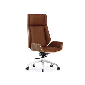 China Brown Leather Task Ergonomic Home Office Chairs Leatherette Back ODM factory