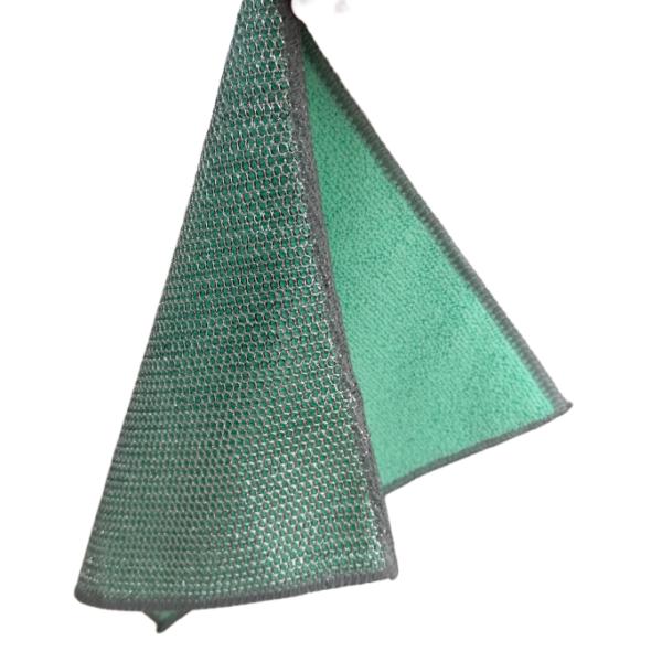 Dual-Sided Dishcloth with Steel Wire and Non-Stick Polyester