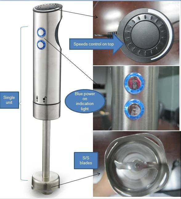 HB102 Stanless Steel Professional Slim Hand Blender Stick Blender Immersion Blender