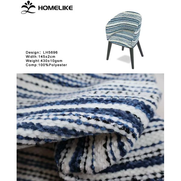 China High Quality New Plain 100% Polyester Jacquard Stripe Blended Woven Chenille Sofa & Curtain Fabric Home Textile factory