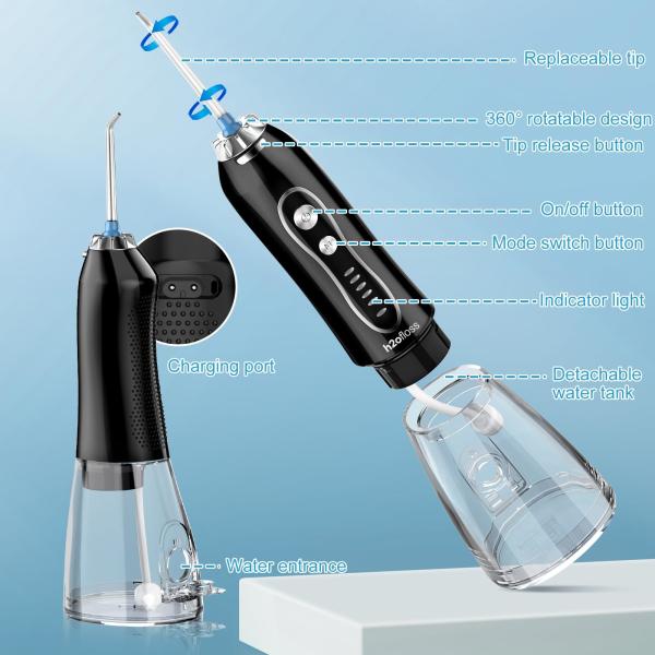 Portable Dental Care Kit PPS Oral Irrigator Featuring Water Flosser and Detachable Toothbrush for On-the-Go Hygiene