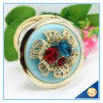 Shinny Gifts Luxury Crystal Cosmetic mirror Round Shape Metal Pocket Mirror