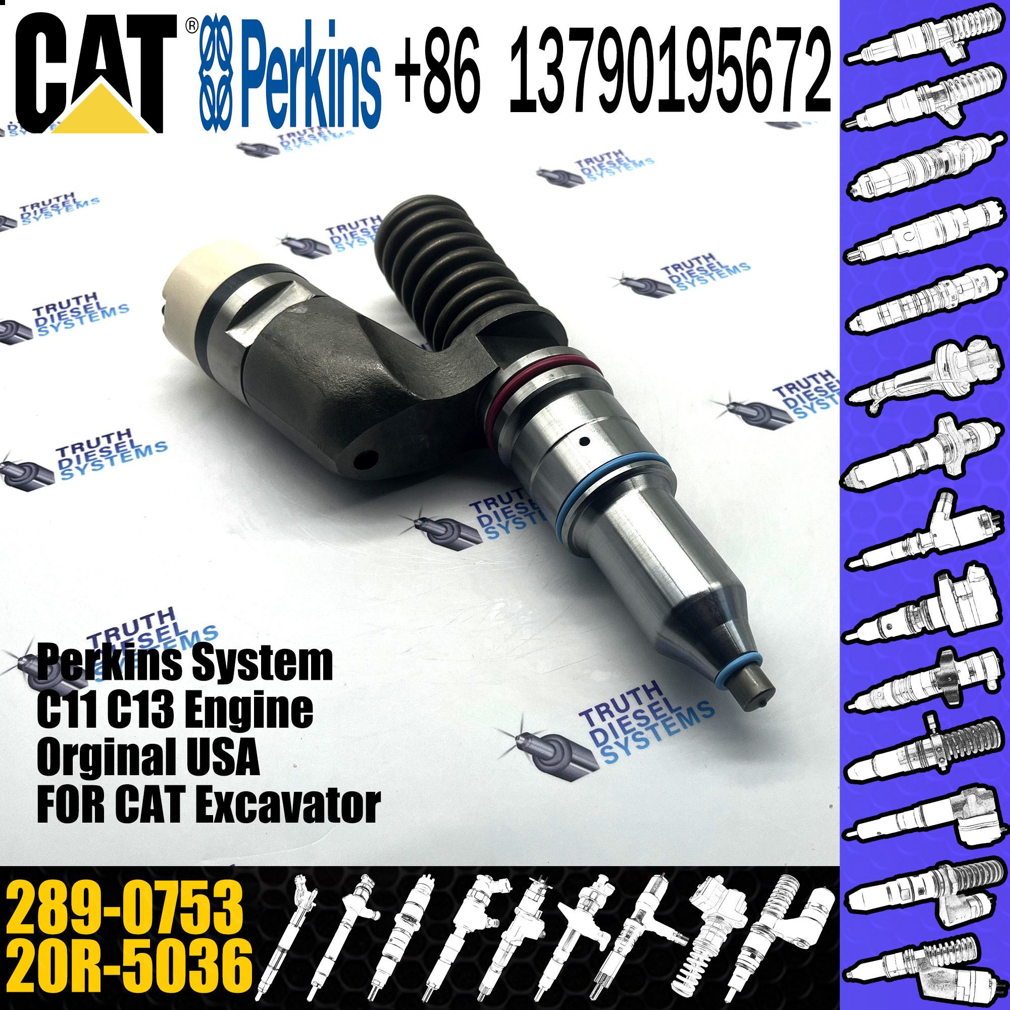High Quality Diesel Engine Injector 289-0753 20R-5036 For Caterpillar C15/C18 Common Rail