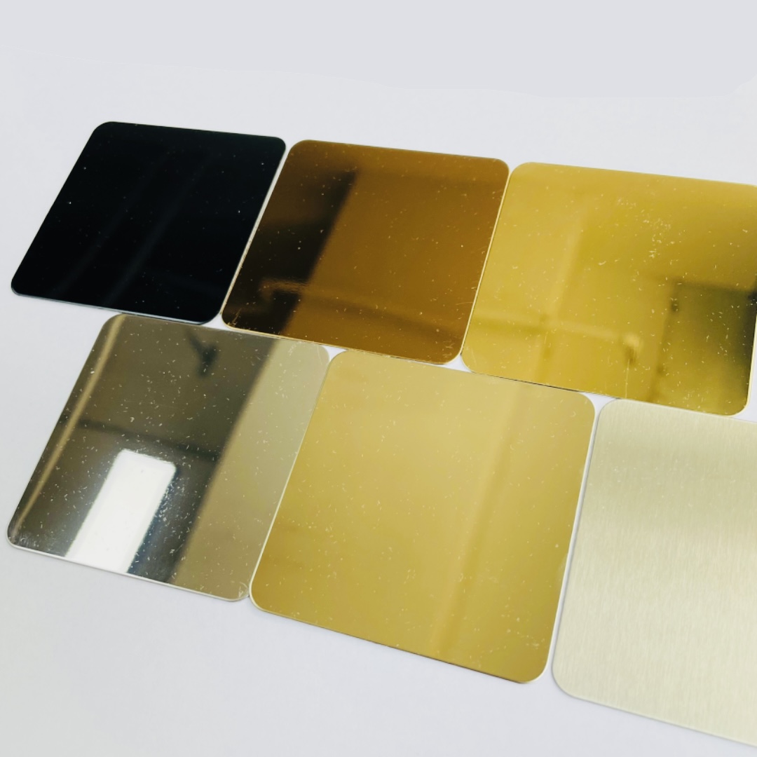 0.03mm Mirror Stainless Steel Sheet Titanium Gold 4x8 Black Color 201 304 316