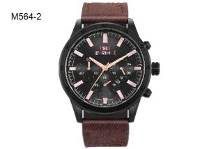 China Waterproof Men's Quartz Watch Chronograph 6 Pointers Leather Strap Wristwatch M564 factory