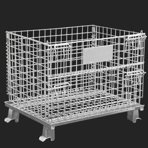 China Movable Metal Storage Cage , Folding Anticorrosion Wire Mesh Container factory