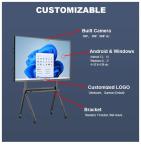 Qtenboard Customizable 55 Inch Smart Board Whiteboard 4K Dual System Pen Finger