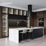 Modern Simple Design Glass Door Kitchen Furniture Popular Luxury Wood Grain
