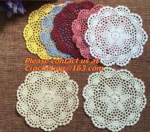 China Handmade Crochet woven mat Cotton Lace Table Placemats Doilies handmade cup mat factory