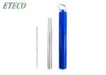 Blue Personalized Stainless Steel Straws , Non Plastic Drinking Straws