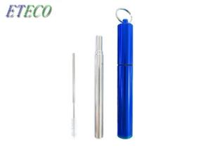 China Blue Personalized Stainless Steel Straws , Non Plastic Drinking Straws factory