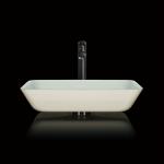 Pedestal Above Counter Rectangular Vessel Sink Glass Bowl Bathroom Countertop