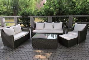 China YLX-RN-027 Dark Coffee PE Rattan Sofa and Table for outdoor used factory