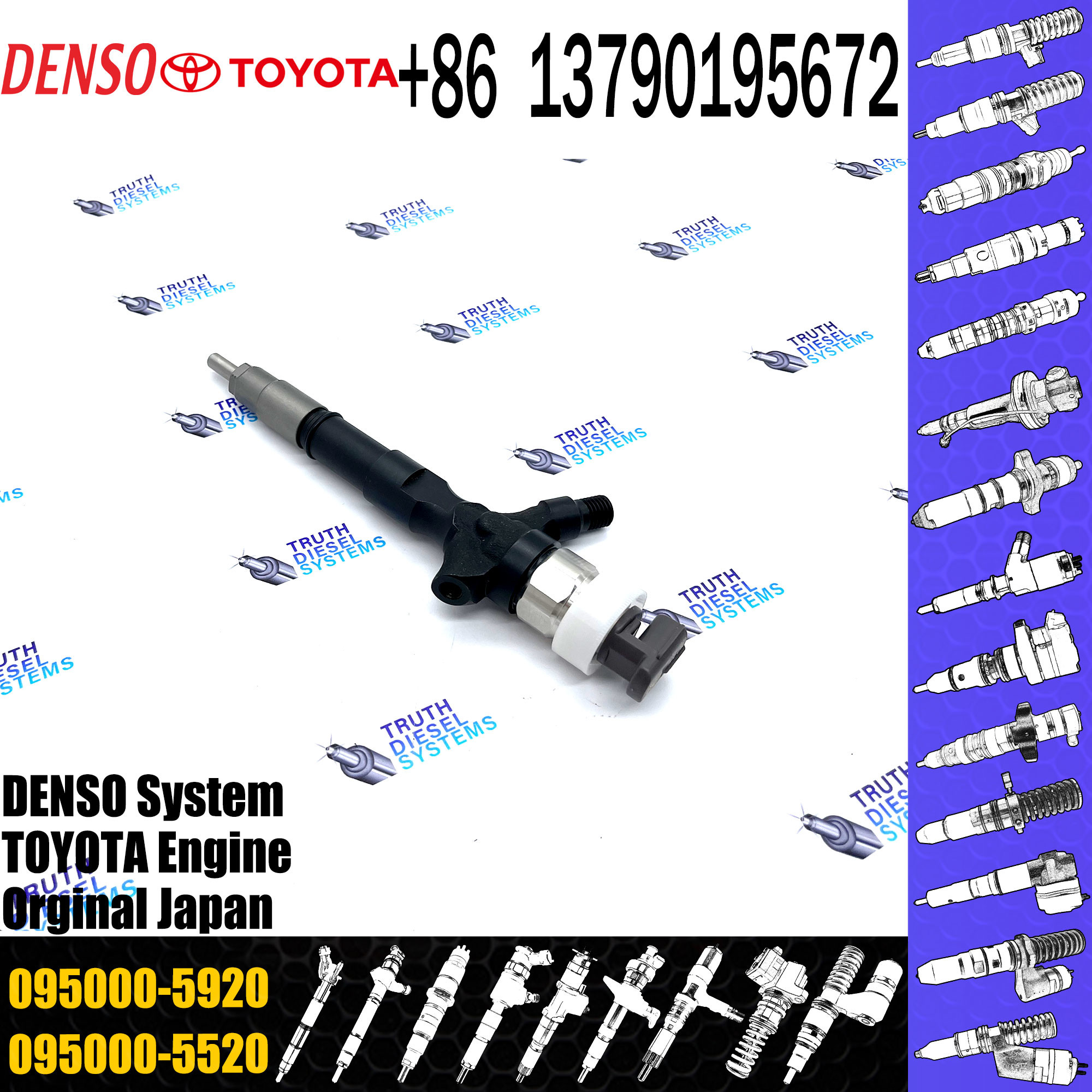 Common Rail Injector 23670-30110 095000-6180 095000-5920 for Diesel Engine 1KD-FTV