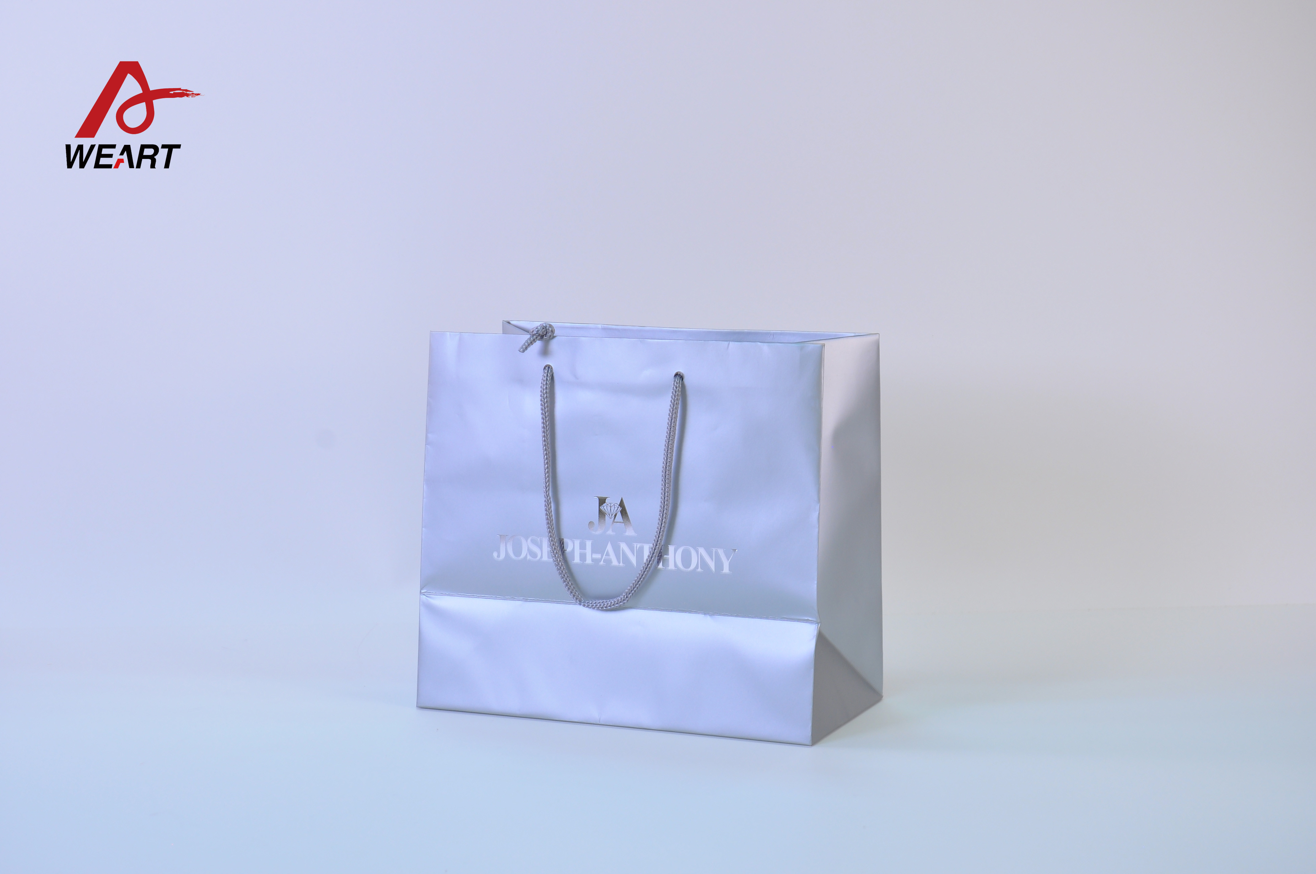 Silver Color Printable Art Paper Bags Silver Handle Kraft Paper Sacks