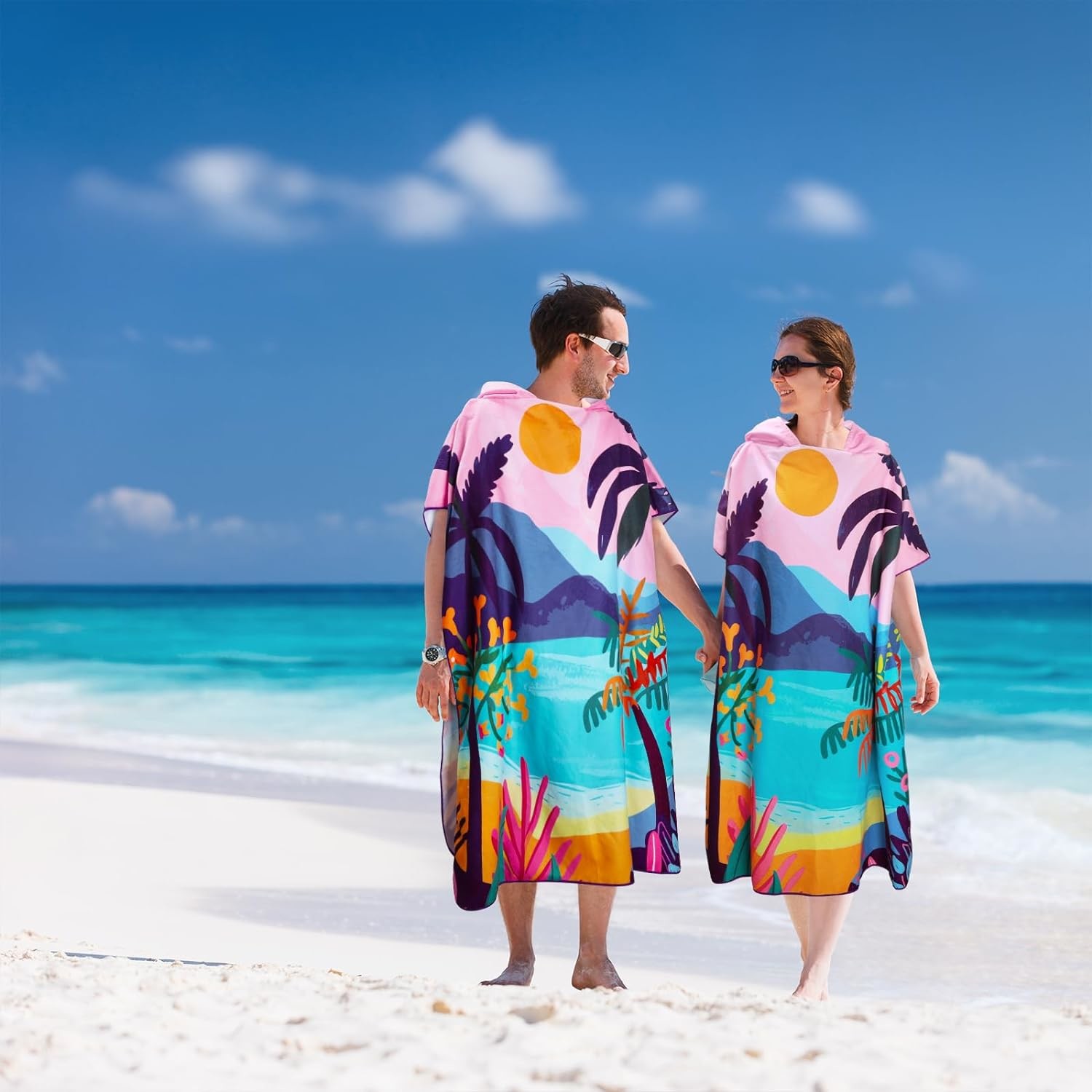 Summer Lightweight Microfiber Poncho Towel For Beach Pool And Bathroom