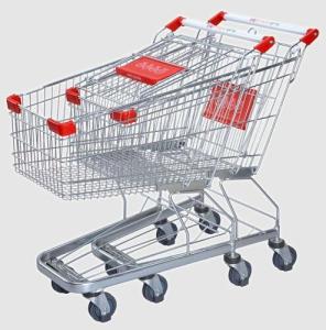 China Supermarket Steel Wire Shopping Trolley Cart With 4&quot; PU Wheels factory