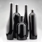 750ml Glossy Black Glass Vodka Painted Bottles Screen Printing Gin Closure