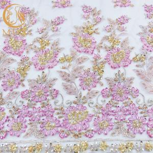 China Latest Sequin Lace Fabric Embroidery French Beaded 135cm Width For Party factory
