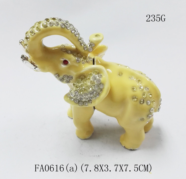 Elephant Metal Crystal Rhinestone Jewelry Box Trinket Boxes