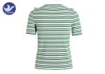Ruffle Front Womens Knit Pullover Sweater Stripes Short Sleeves For Summer