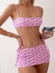 Ruffles Swimming Suits Bikini For Women And Girls Pink Color Backless Thin