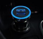 Black Color LED Screen Fast Car Charger , QC 3.0 High End Smart Portable Car