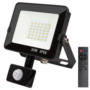 China Black 30W PIR LED Flood Light with Remote Control Custom Wattages Available CE RoHS Certified factory