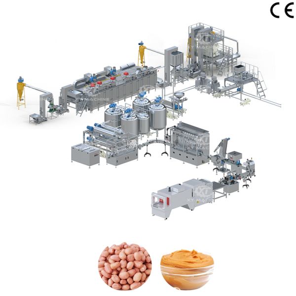 China Fully Automatic Peanut Butter Production Line with 200-300 Meshes Fineness S304 Material and 1000-1200kg/h Capacity factory