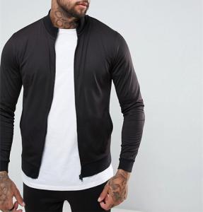 China Outdoor Jersey Plain Mens Zip Up Track Jacket Polyester / Elastane Material factory