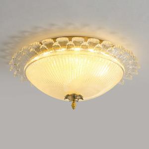 China Bedroom Glass Gold Iron Art + Art Glass Led surface mount Ceiling Light factory