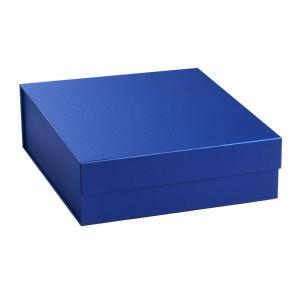 China Embossed UV Matte Blue Rigid Gift Box Magnetic Closure factory