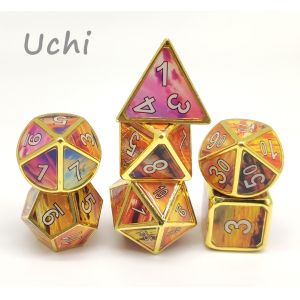 Metallic Brass Gold Dice Set Multipurpose For Dungeon And Dragon