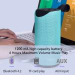 Mic Radio Aux Input Soundbox Round Mini Hd Surround Speakers Blue Tooth Wireless