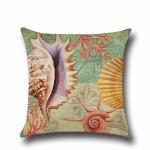 Beach Throw Pillow Covers Sea Theme Sea Horse-Seashell-Fish-Starfish Nautical
