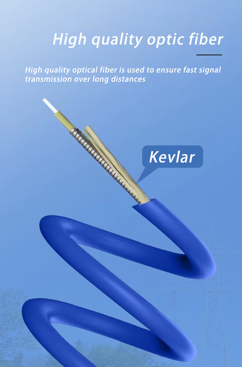 7.0mm Duplex Armored Aramid Yarn Strengthen Indoor Fiber Optic Cable