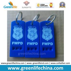 China Hot Selling Blue Whistle Flat Type w/Custom Logo Imprinting Key Ring factory