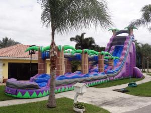 China Purple Paradise Inflatable Water Slides With Pool / Adult Inflatable Wet Slide factory