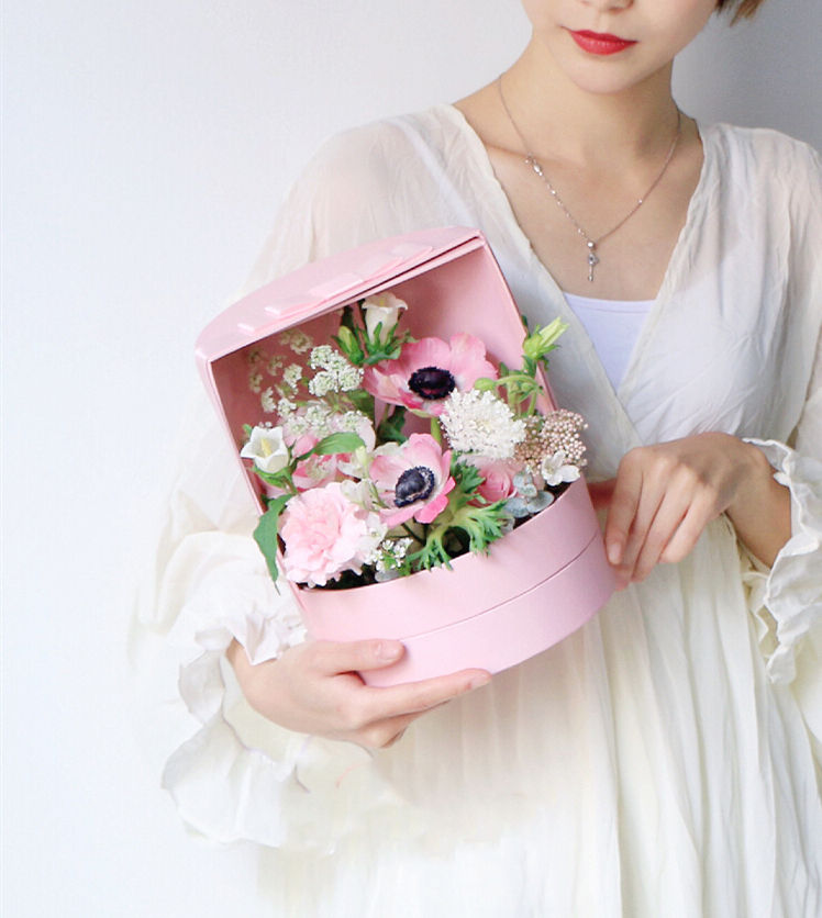 Colorful Creative Round Slide Roses Gift Packaging Paper Flower Box for Luxury Gifts