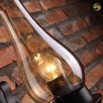 Nordic Retro Wrought Iron Glass Amber Clear Wall Lamp For Bedroom Aisle Loft