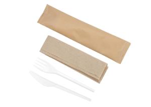 China 165mm 160mm 152mm Biodegradable CPLA Forks Spoons Knives With Napkin factory