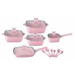 Kitchen Aluminum Cookware Set Maifan Stone Non Stick With Glass Lid