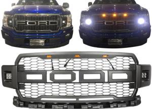 China Wholesaler Ford 2018 New F150 Car Front Grille With Daytime Running Light Black Color factory
