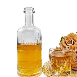 China 500ml 750ml Round Glass Bottle for Whiskey Gin Vodka Spirits Alcoholic Beverages factory