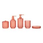 Frosted chili glass bathroom accessories set round shape with vertical stripe