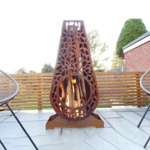 China Manual Ignition Corten Steel Outdoor Fire Chimenea Assembly Required factory